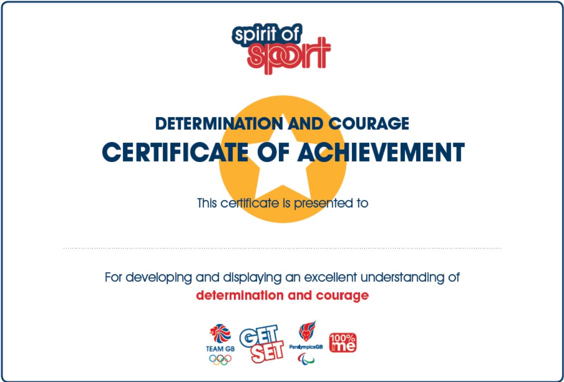 Spirit of Sport Certificates