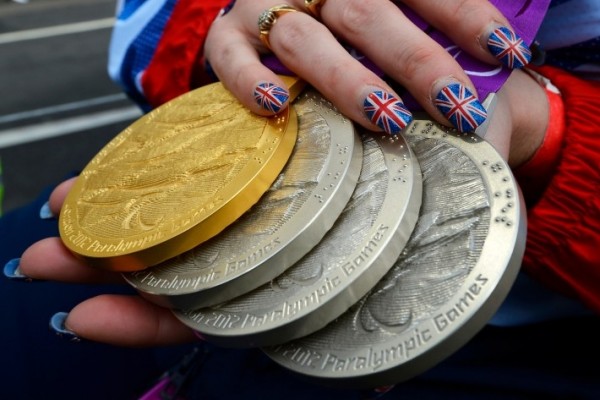 Paralympic medals being shown off